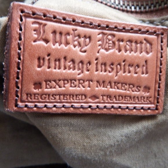 Lucky Brand Vintage Inspired Canvas Backpack Leather Trim Birds Rainbows - Picture 7 of 10